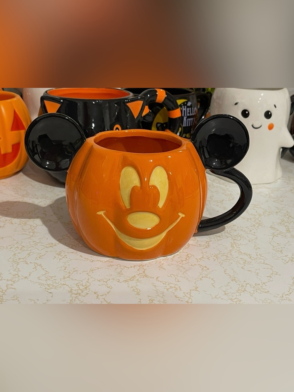 DISNEY HALLOWEEN MICKEY MOUSE PUMPKIN HEAD JOL JACK O LANTERN COFFEE CUP MUG